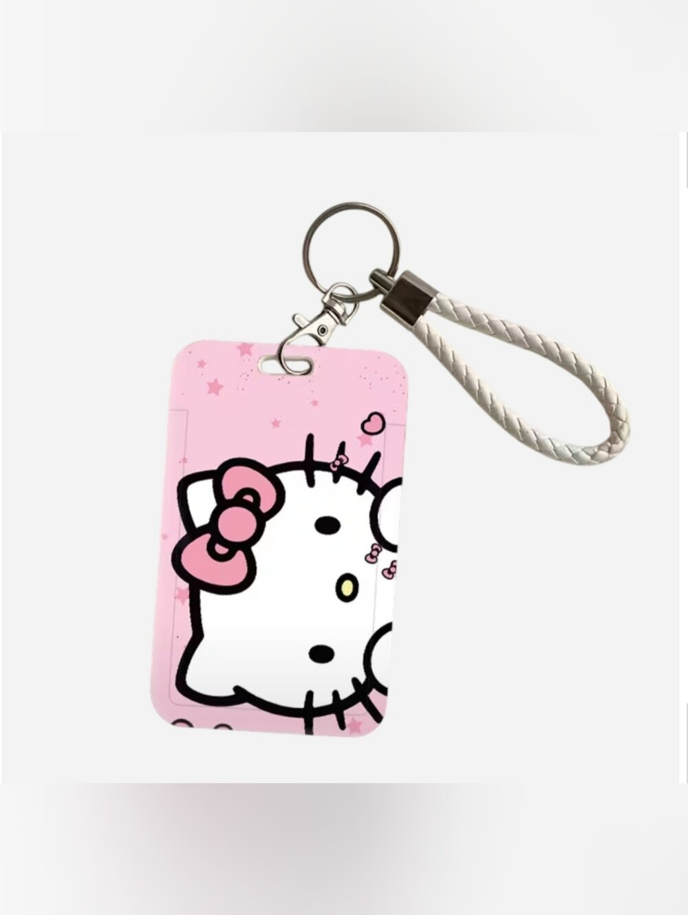 Sanrio Hello Kitty Kawaii Pink Badge - ID Holder with Keychain Wrist Lanyard NEW